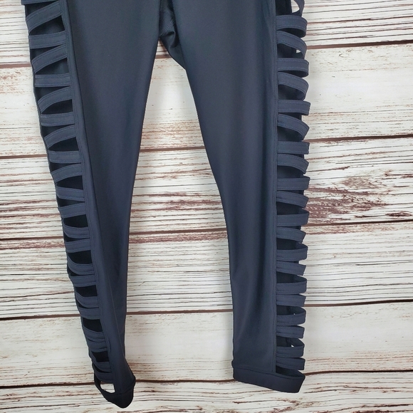 Wicked Weasel Womens Medium Sexy Black 748 Strapwork Cutout Leggings        #157 - Picture 5 of 10